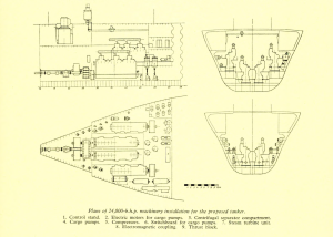 (1959) Plans of 24,000-b.h.p. machinery installation for the proposed tanker.